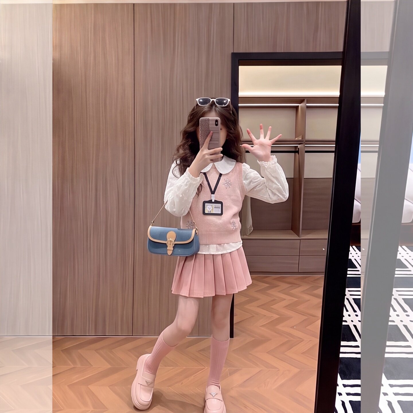 甜美风女童针织马甲两件套秋季洋