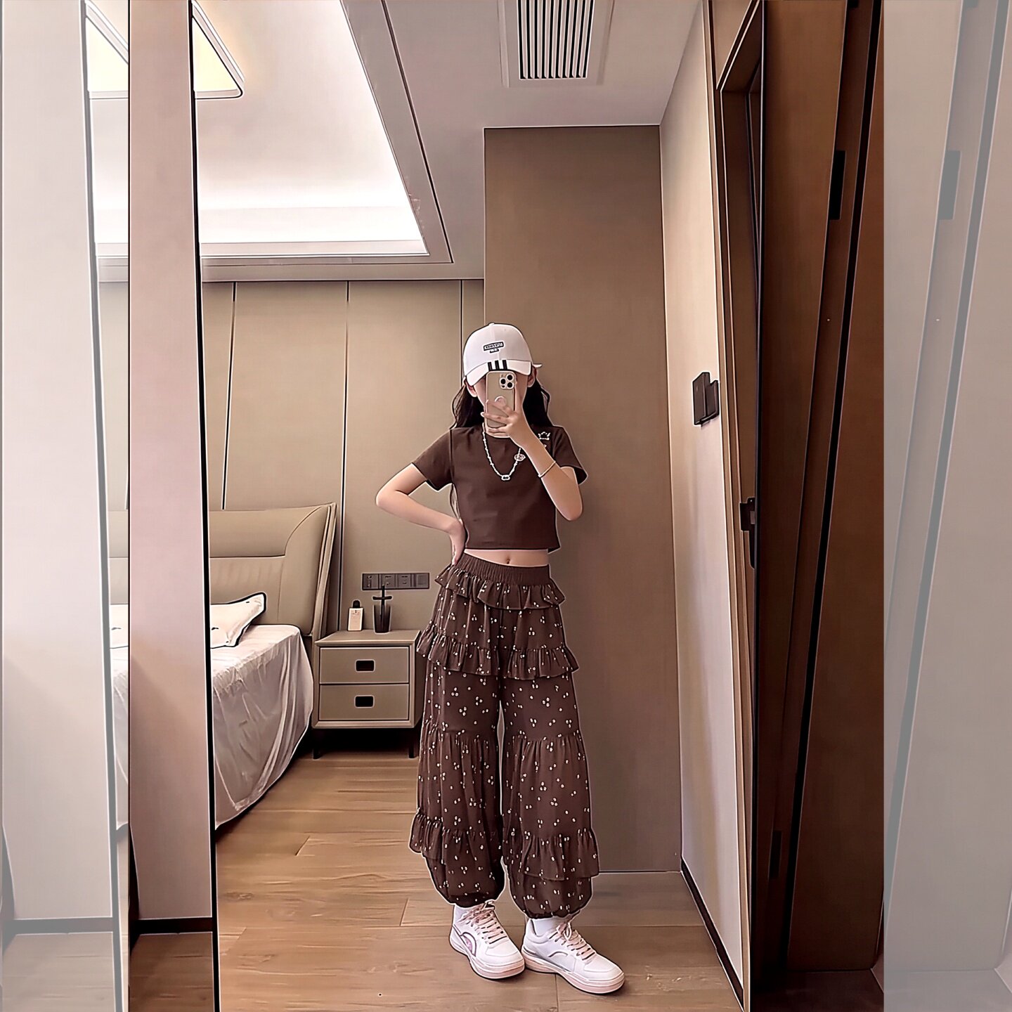 女童夏季美拉德色短袖套装复古女