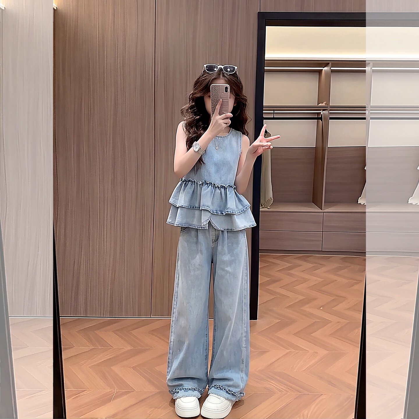 女童夏季绝美牛仔套装2026新款大