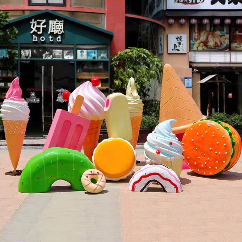 发光仿真大冰淇淋雪糕甜筒雕塑户外商场门店棒棒糖果摆件美陈装饰