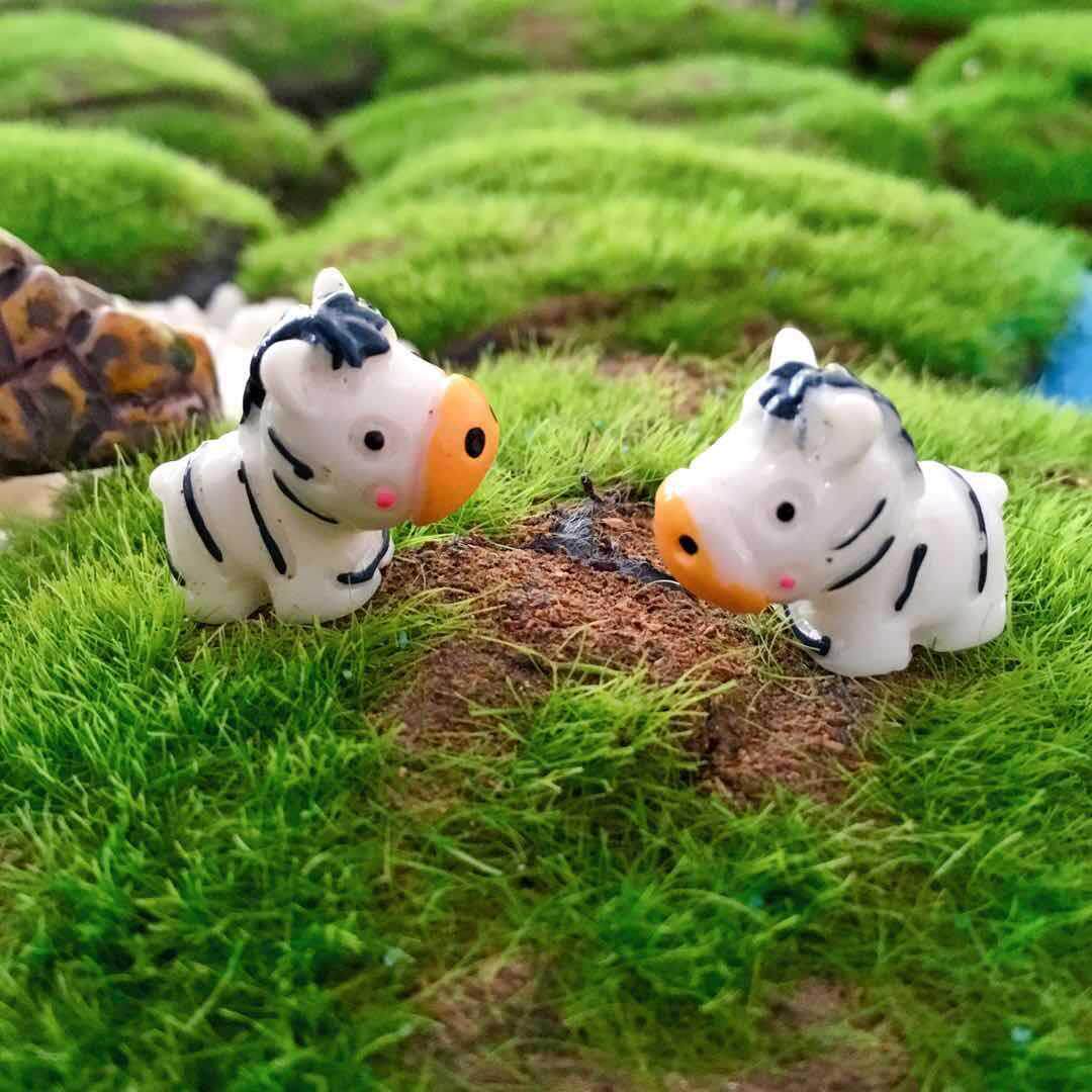 可爱仿真动物斑马苔藓微景观摆件迷你公仔玩具摆件 盆景装饰品