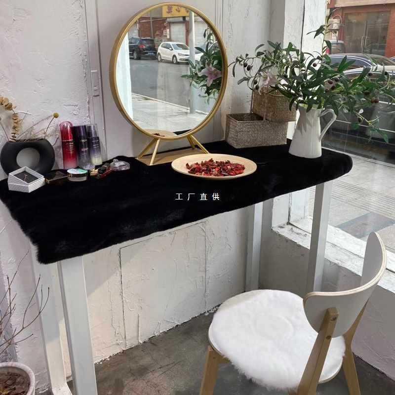 ft仿兔毛梳妆台毛绒垫子短毛椅垫电脑休闲椅凳垫化妆台桌面装饰垫