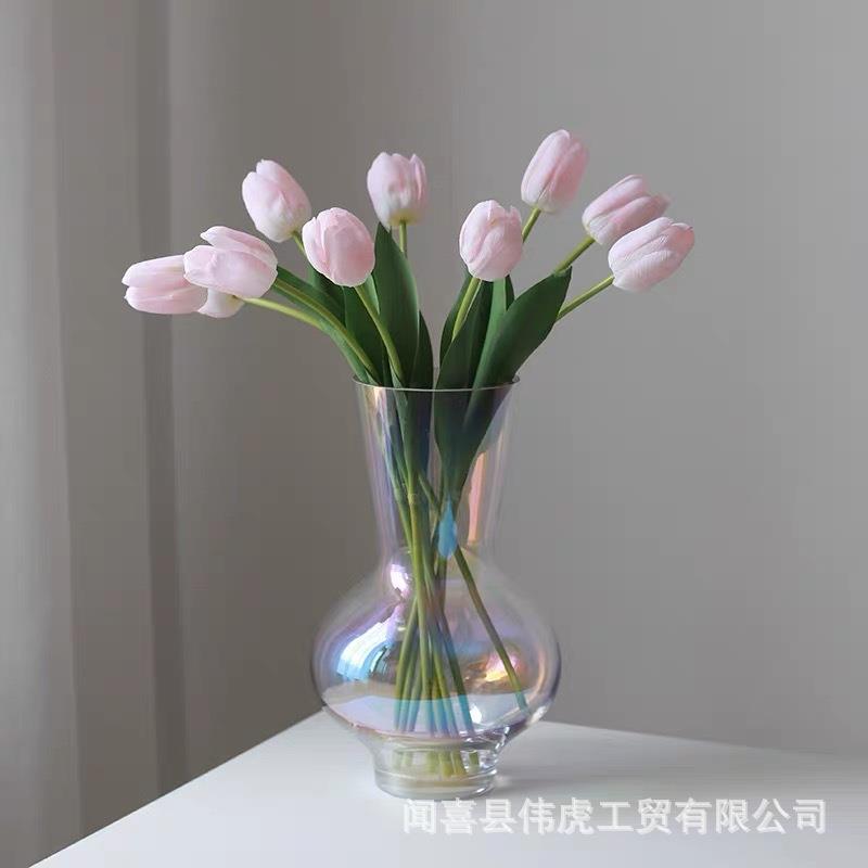 炫彩玻璃花瓶水养水竹玫瑰百合插花瓶样板间客厅摆件北欧ins花瓶