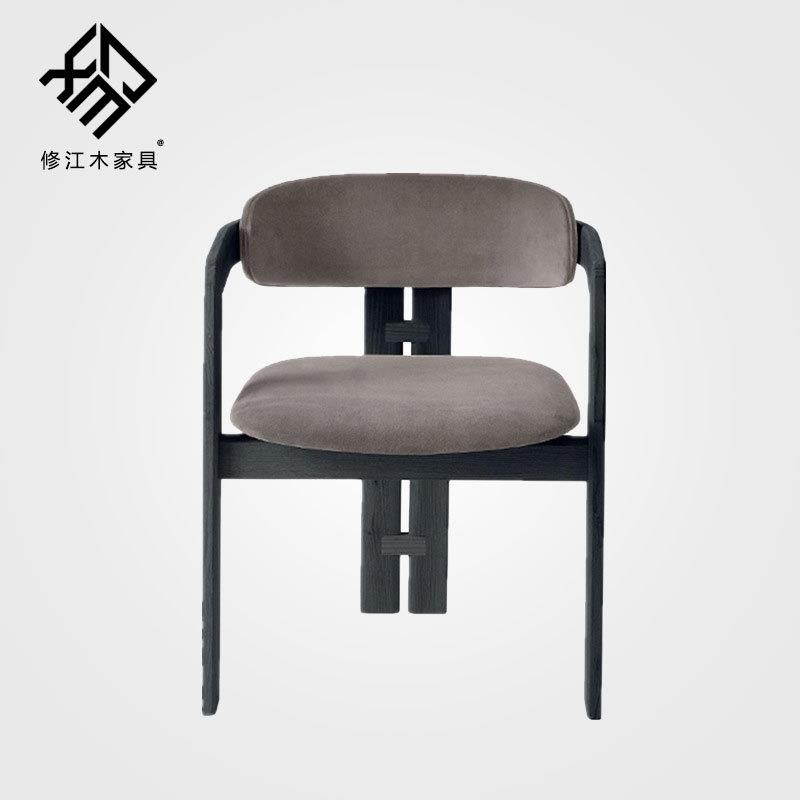 简约现代设计师样板房洽谈椅新中式休闲椅实木酒店会所餐厅餐椅