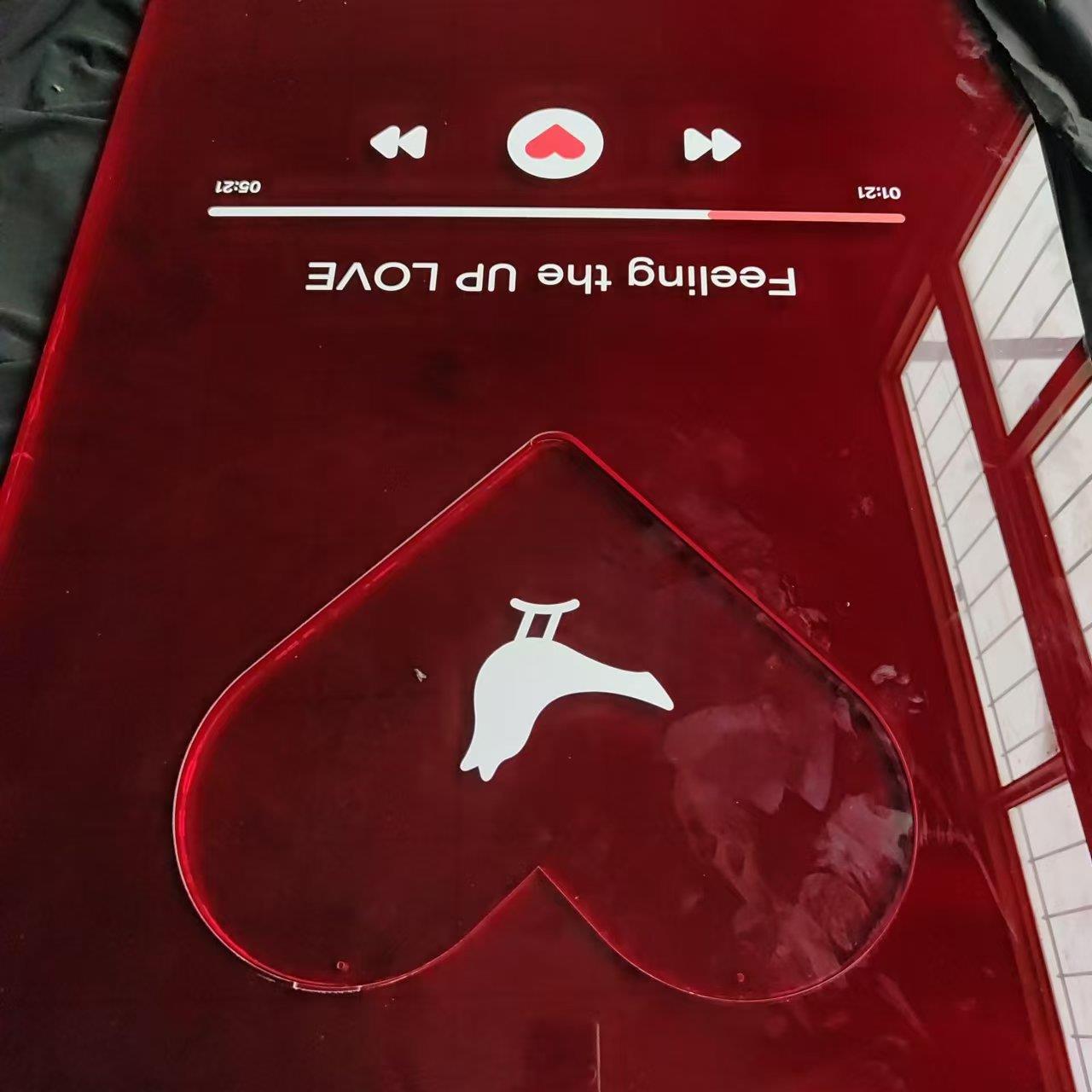 亚克力灯箱红色发光UV喷绘 有机玻璃红色造型彩色透明加工制作