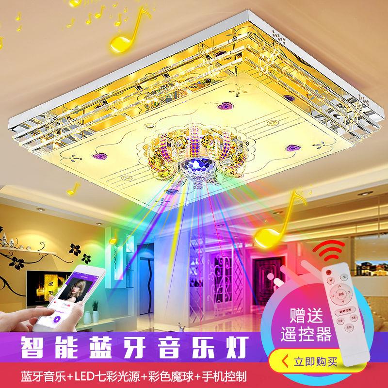 七彩蓝牙音乐客厅灯led遥控吸顶灯语音声控水晶灯家用大气大厅灯