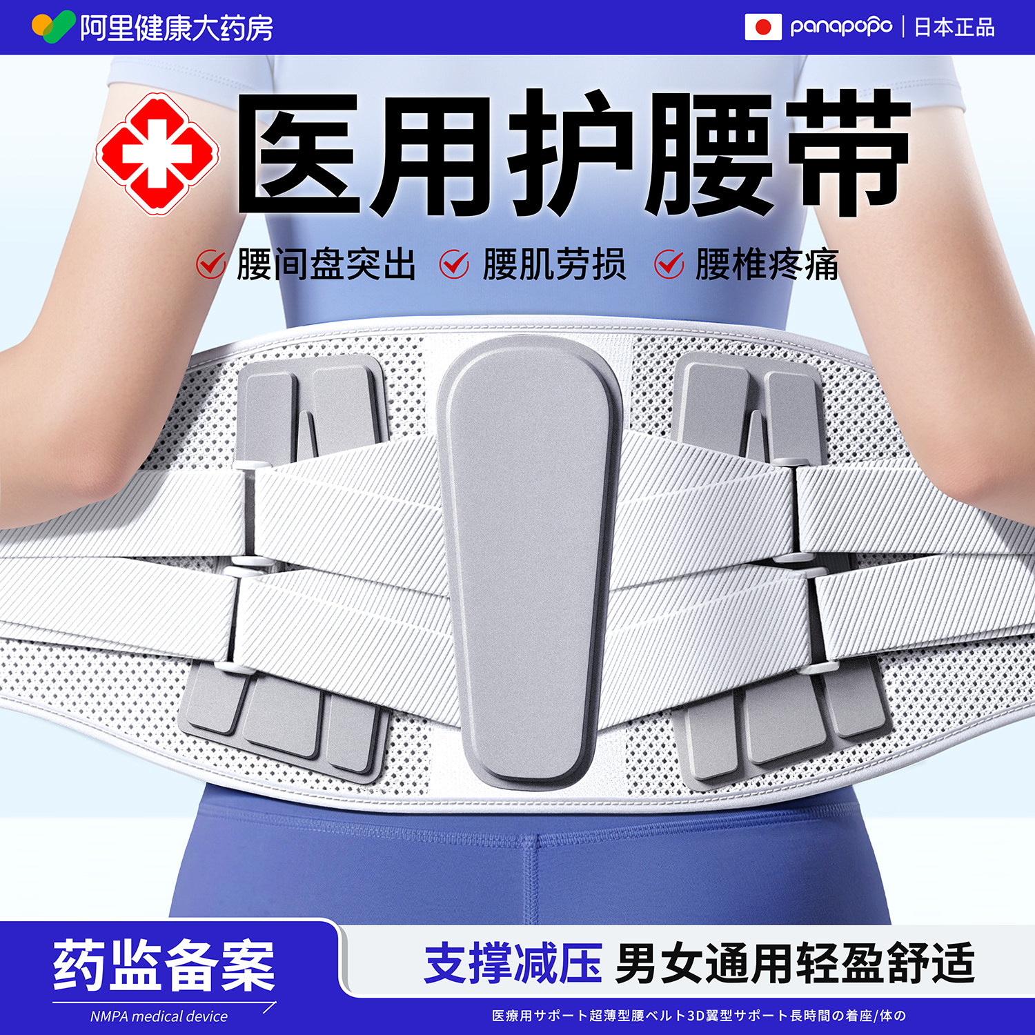 医用护腰带腰椎间盘突出腰肌劳损男女士专用腰部托痛束腰久坐神器