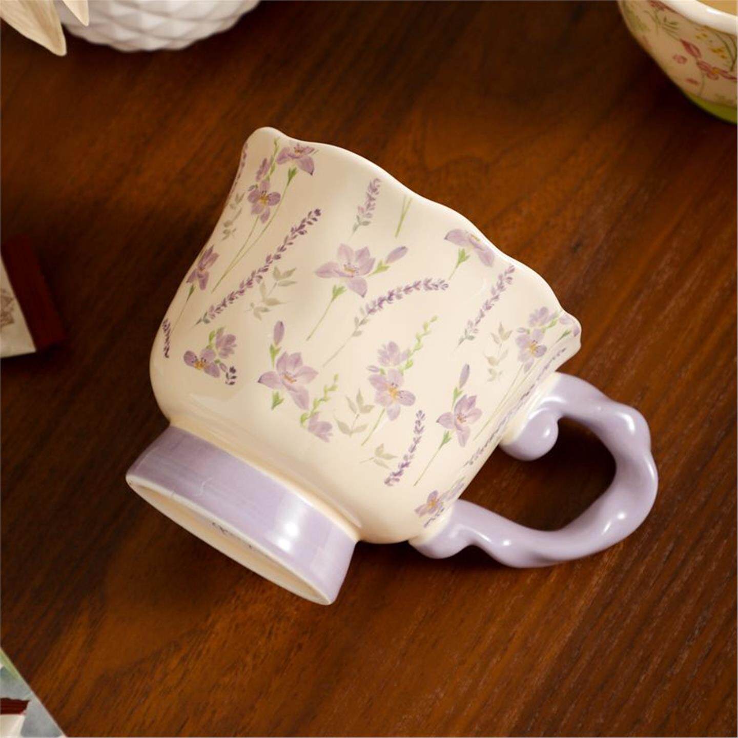 马克杯情侣喝水女生复古高颜值礼陶瓷家用杯子伴手好看咖啡杯繁花