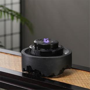 轻奢生财开业循环水简约陶瓷流水礼品茶桌现代办公室客厅摆件装饰