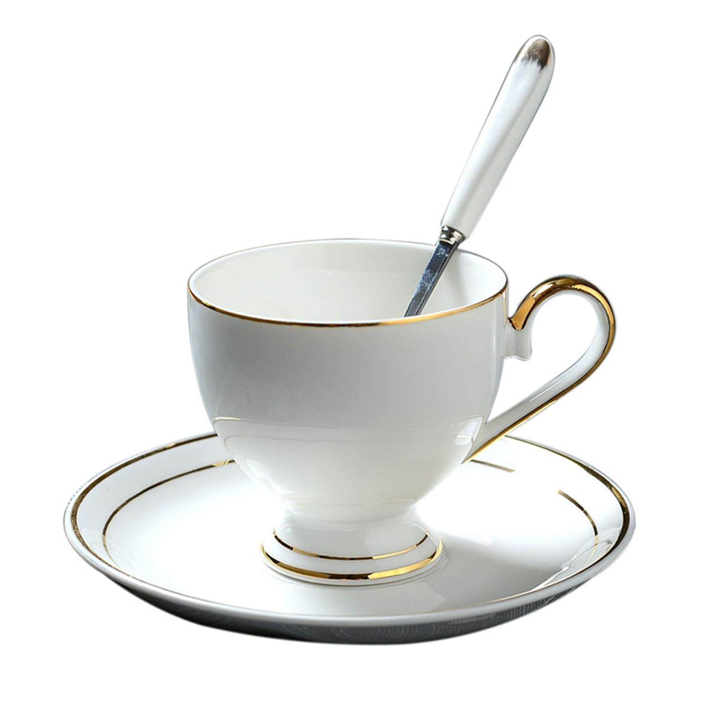 欧式套装架子金边陶瓷件套碟咖啡杯骨瓷带碟创意勺子6咖啡杯杯