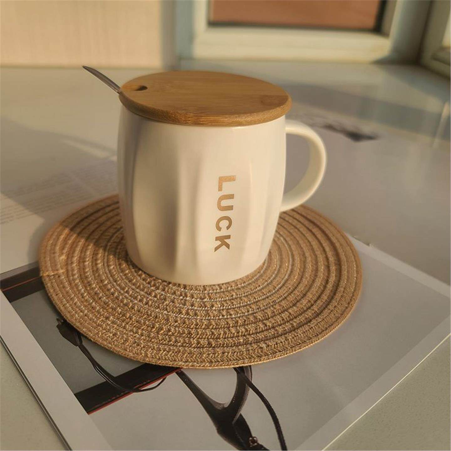 马克杯杯简约牛奶ins早餐风高办公室女生勺带盖颜值网红水杯陶瓷