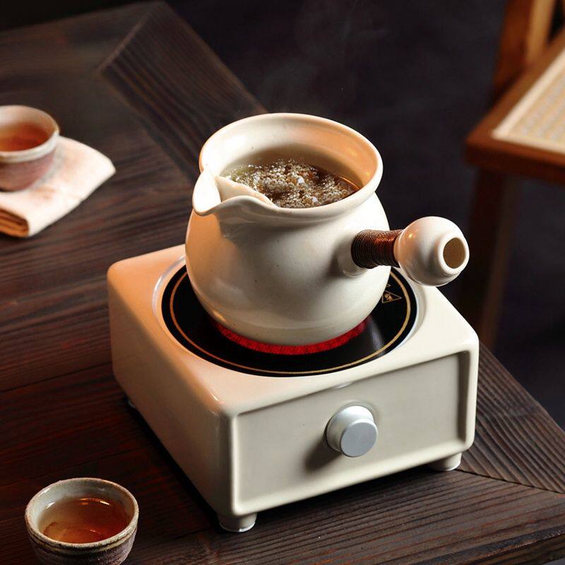 可干烧烤茶罐侧把粗陶煮壶