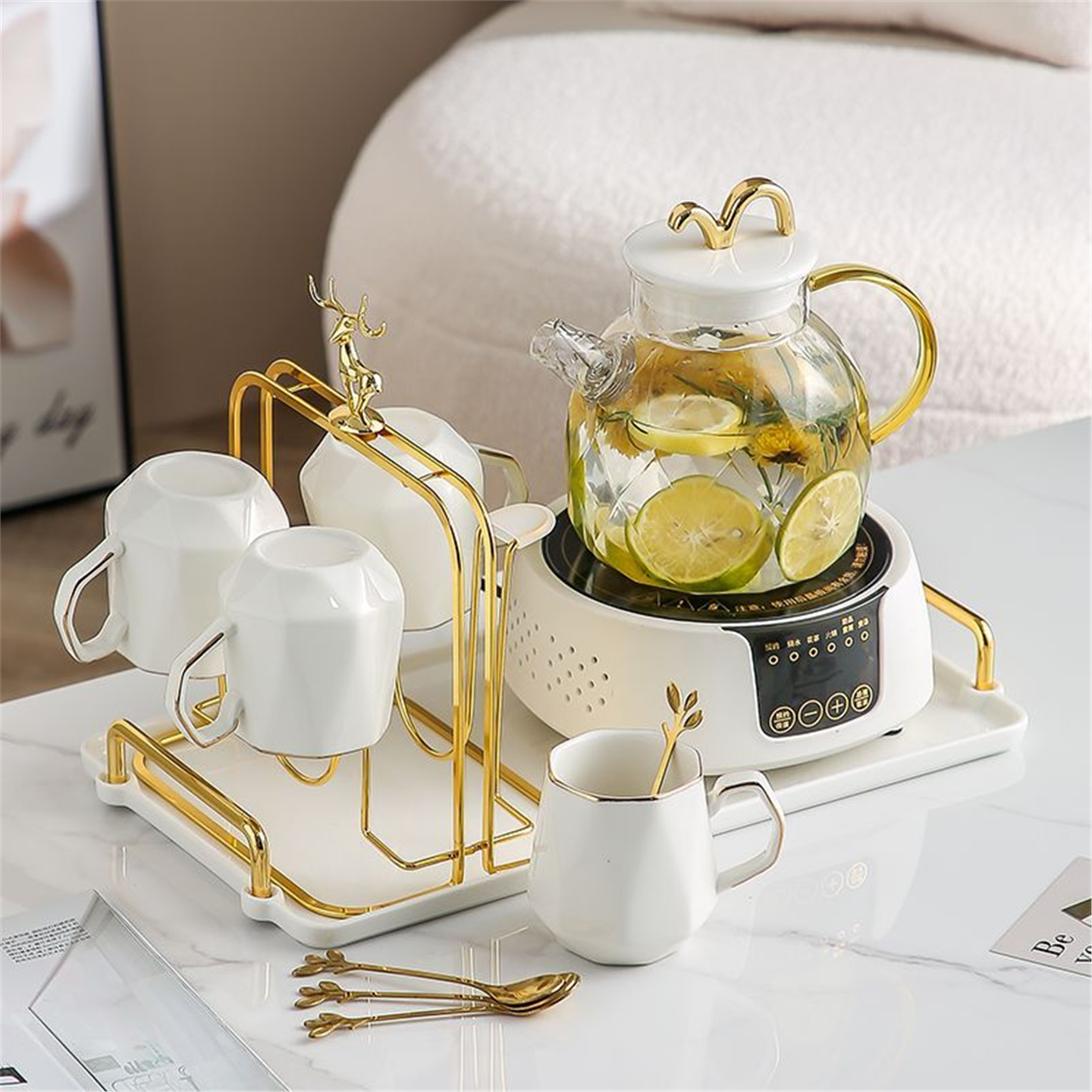 杯子陶瓷煮茶茶具客厅家用茶杯水杯轻奢待客水壶加热养生送礼套装