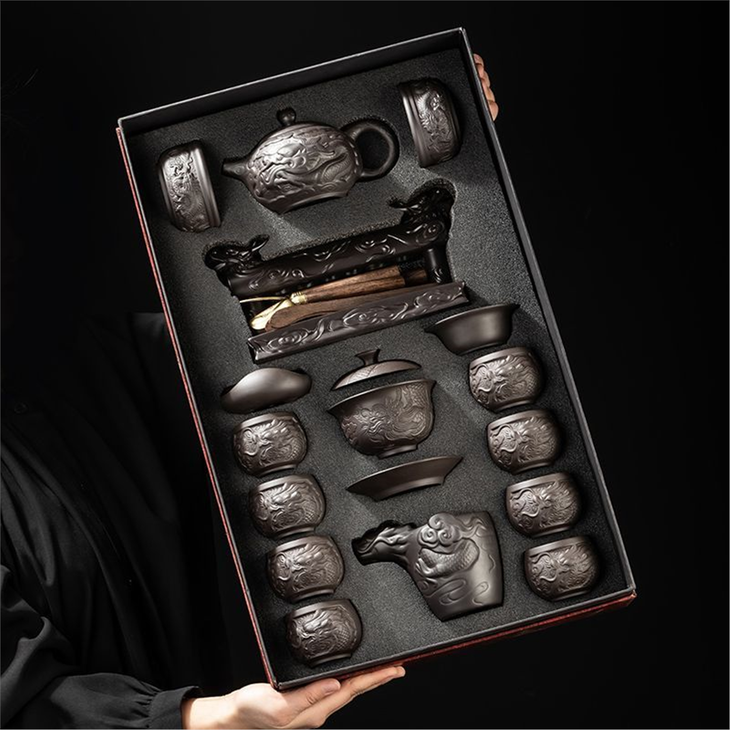 茶盘家用定制陶瓷茶杯套装功夫轻奢礼盒装整套茶具紫砂壶高档礼品