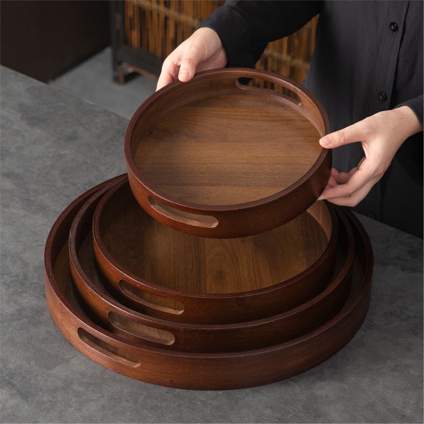 商用端菜餐托盘圆形高颜值