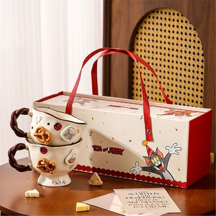 生日礼物伴手水杯一对送女猫和老鼠杯子马克杯礼陶瓷礼盒情侣七夕