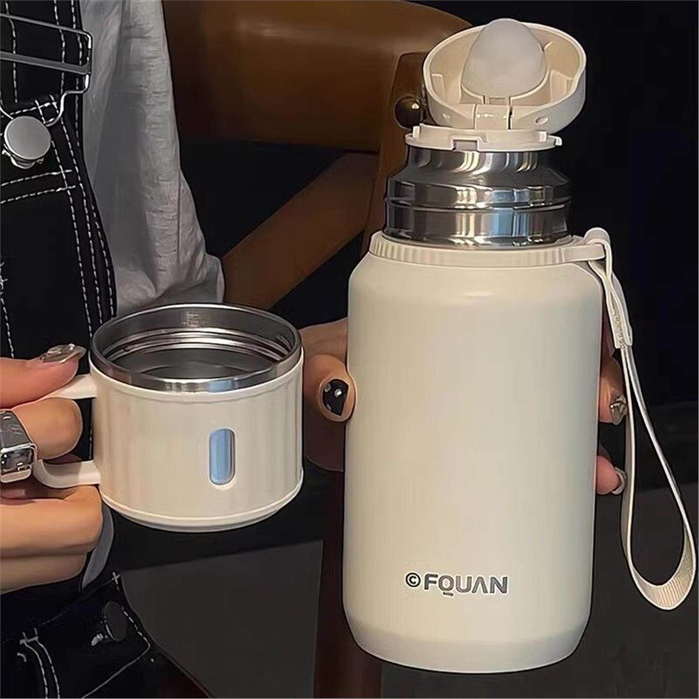 杯子大容量高颜值女生男学生保温杯泡茶办公室带盖不锈钢水杯316