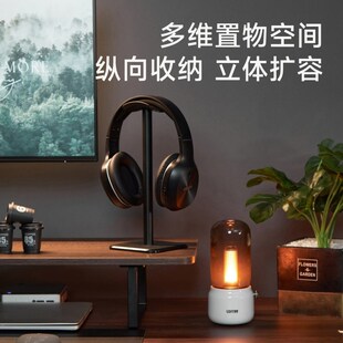 北弧显示器增高架桌面台式电脑置物架实木纹胡桃色收纳底座G600S