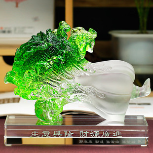 琉璃水晶白菜大号桌面摆件招财百财客厅高档中式美容店开业礼品