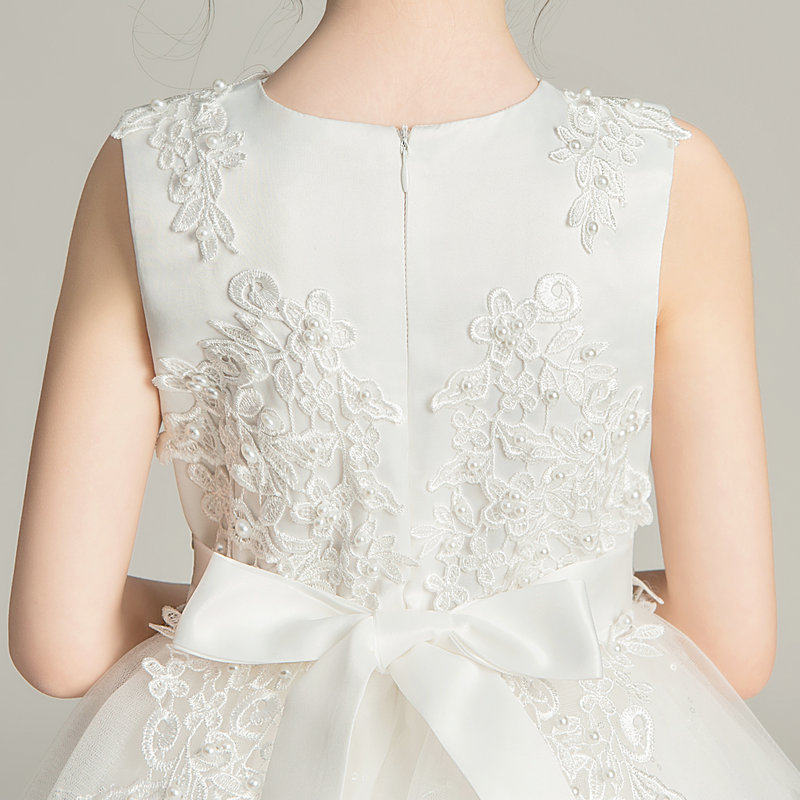 花童婚礼服小女孩白色婚纱裙儿童公主裙女童连衣裙长裙子演出服装