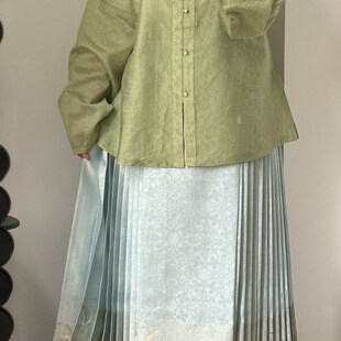 马面裙明制惜文汉服织纱仿妆花日常春夏可定制大码 蒹葭白鹭