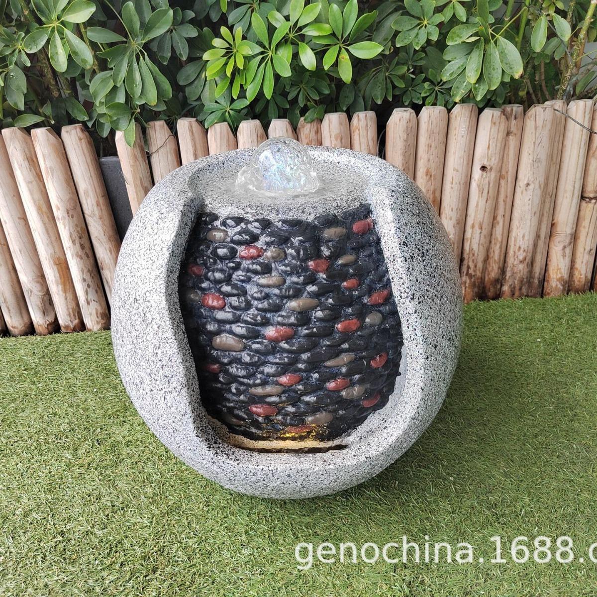 创意圆形石头石感喷泉流水家庭庭院流水工艺品流水摆件插电款-1