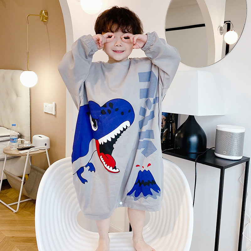 宝宝纯棉连体睡衣薄款儿童睡袋春秋长袖男童空调服女宽松防踢睡袍