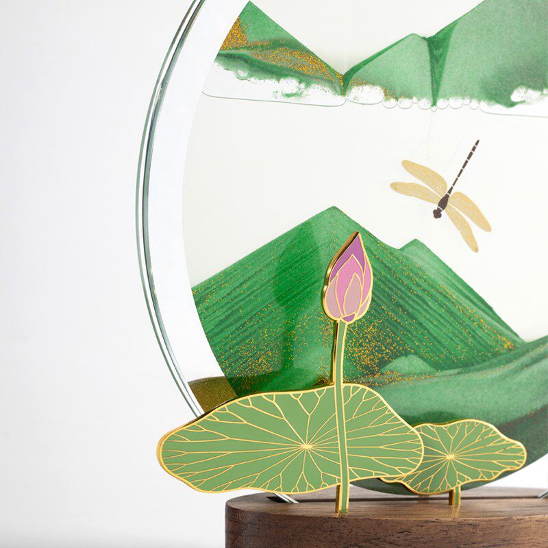 马鹿流沙画荷花古风新中式摆件桌面茶桌装饰小众生日礼物女士老师