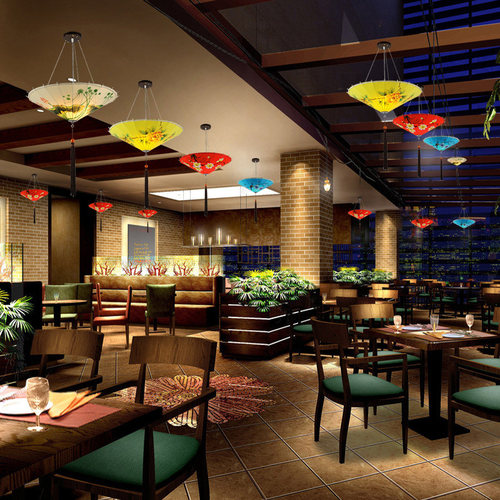 新中式雨伞吊灯创意布艺中国风伞灯复古火锅店茶室餐厅饭店灯笼