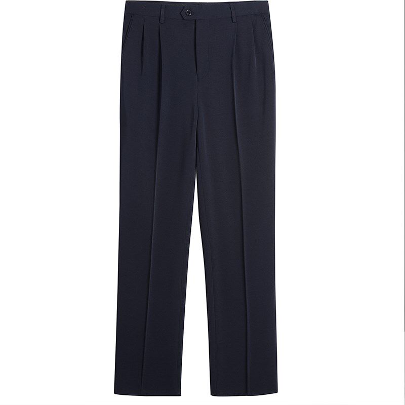 男士西裤春夏薄款加肥加大码高腰双摺宽松免烫商务正装垂顺长裤子