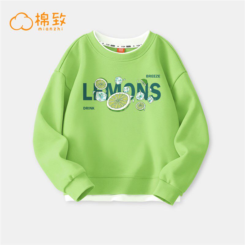 棉致男童卫衣春秋款2024新款男孩国潮假两件上衣大童薄款儿童春装