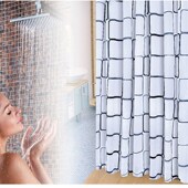 北欧风格 PEVA方格环保浴室帘防水防霉隔断帘子免打孔 浴帘百搭款