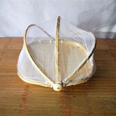 竹编带网防虫竹篮水果盘装 菜晾晒收纳篮簸箕馒头筐竹筐零食点心篮