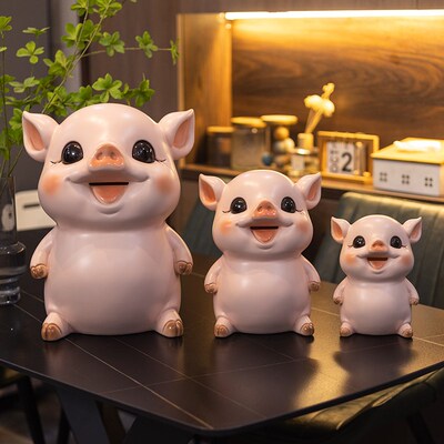 2024新款猪只进不出存钱罐大容量储钱罐摆件大人儿童男女孩储蓄罐