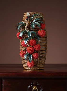 陶瓷工艺开业礼品家居电视酒柜门客厅办公室荔枝花瓶装饰摆件招财