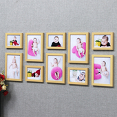 影楼婚纱照框 宝宝相片组合相框墙 简约创意儿童房挂墙照片墙装 饰