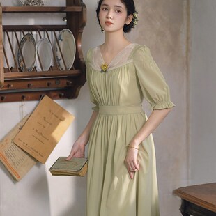 优雅少女茶歇温柔蕾丝木耳边连衣裙 古典法式 拾光裁缝 仲夏物语