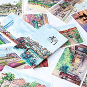 中国城市风光明信片厦门文艺小清新手绘明信片旅游纪念礼物卡片