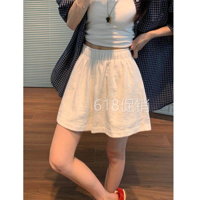 白色短裤女夏季新款外穿棉麻苎麻超好看五分阔腿休闲薄款亚麻裤子