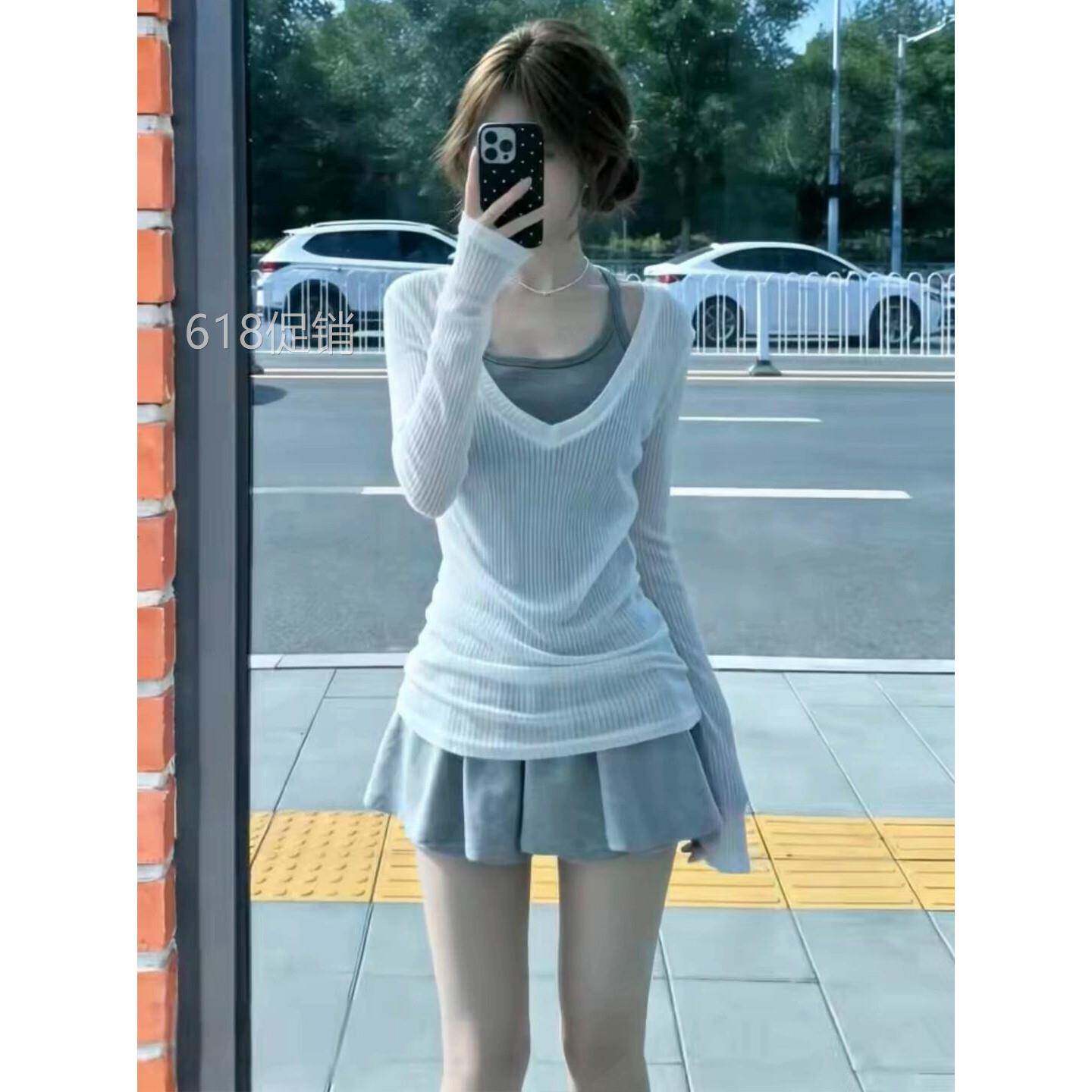 巨好看白色罩衫半身洋装子女夏季2026新款早春韩系穿搭套装短裙