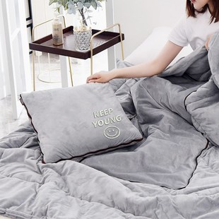 珊瑚绒抱枕被子两用加厚办公室午睡毯车载折叠刺绣可定制空调被子