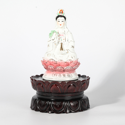 家用观音菩萨莲花底座实木圆形加高供奉神像坐台工艺品摆件木托架