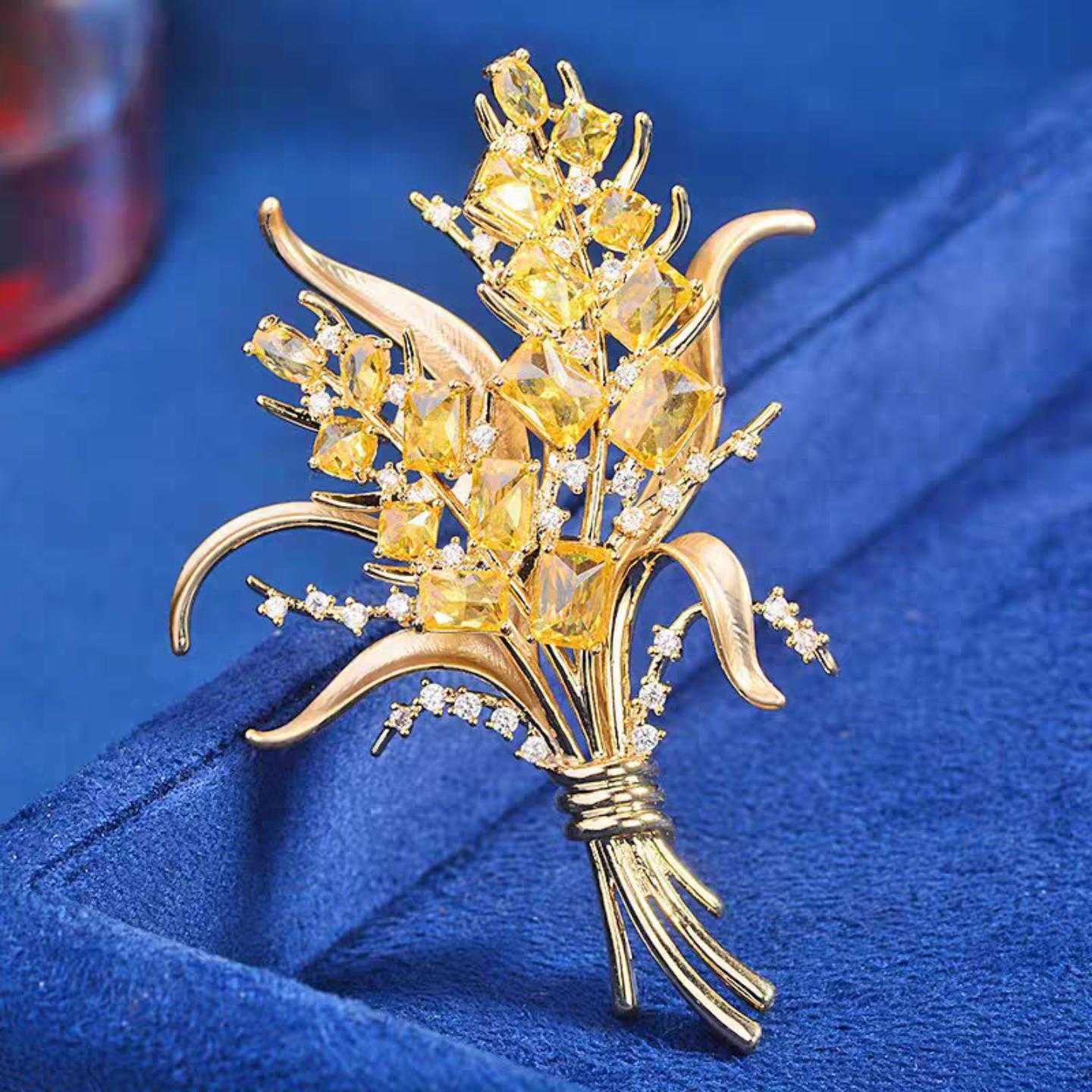 新款韩版麦穗珍珠胸针轻奢高级感时尚网红衣服百搭胸花别针