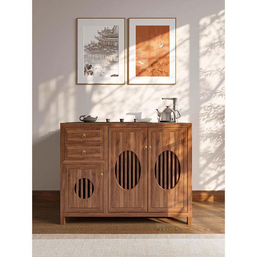 新中式茶水柜实木餐边柜子茶桌边柜客厅储物茶桌餐边柜茶道桌组合