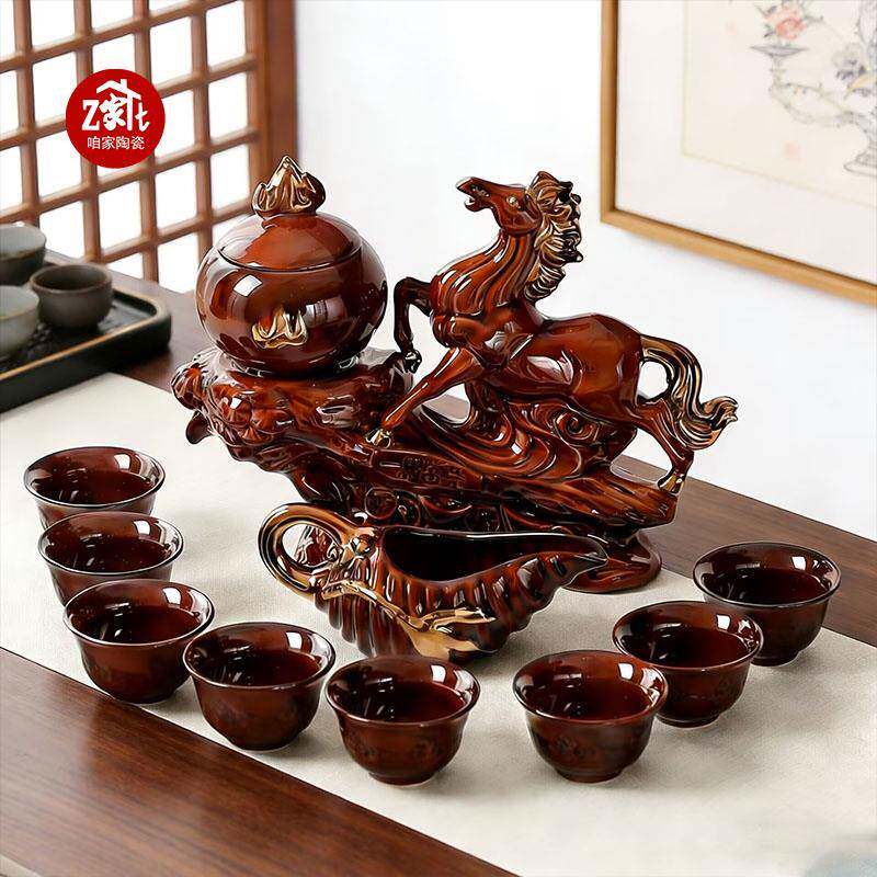 马到成功陶瓷功夫茶具套装轻奢高档马造型生肖茶壶泡茶神器家用