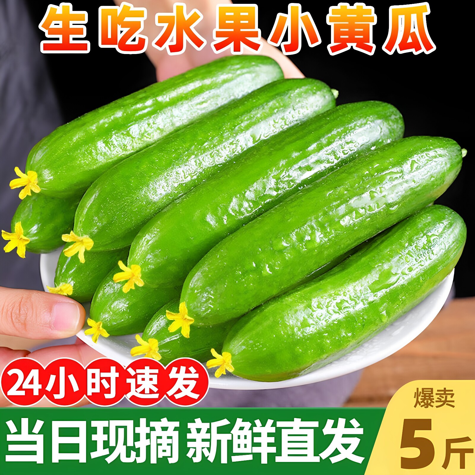 新鲜即食白玉女旱黄瓜5斤整箱图片