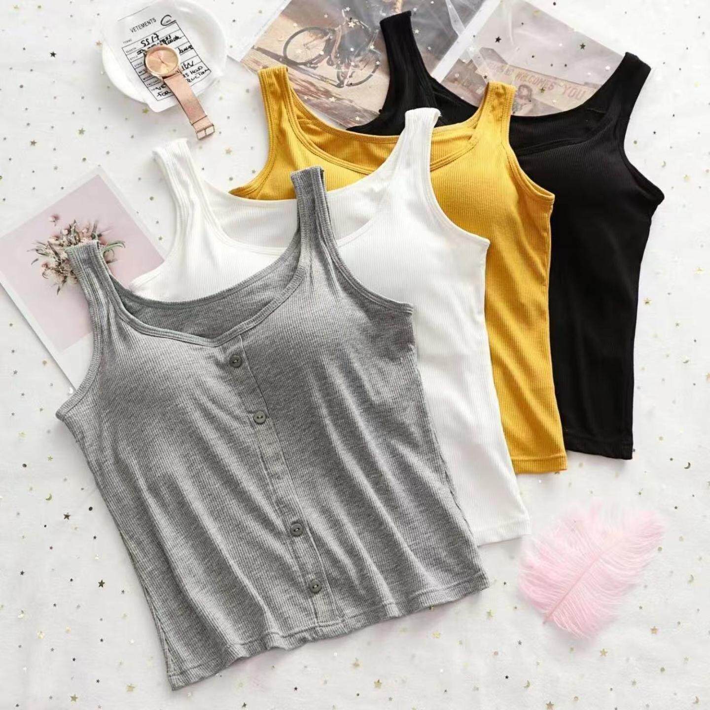 吊带背心女打底外穿薄款美背百搭带胸垫一体式短款裹胸抹胸