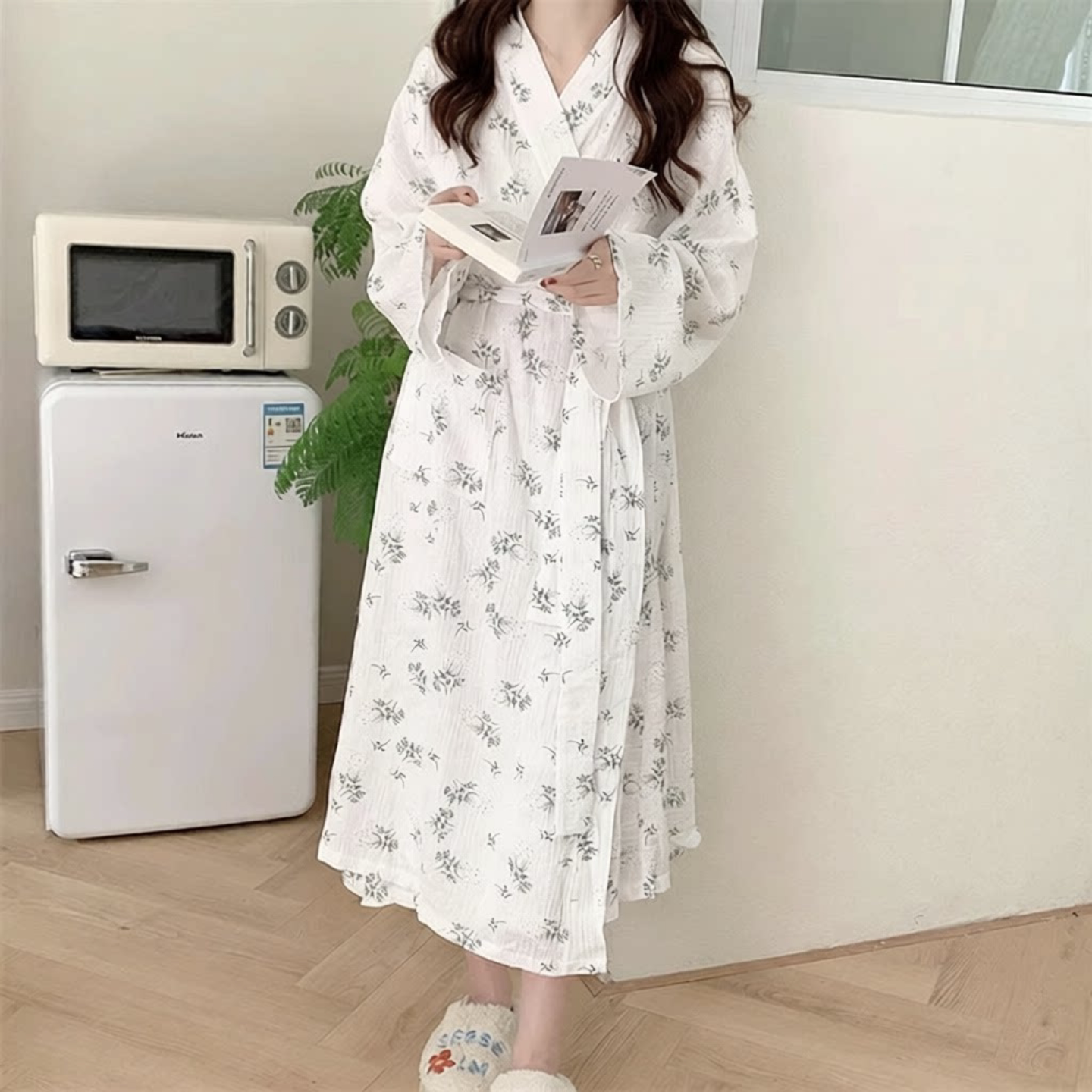 风睡袍女春夏季新款日式睡衣长款和服浴袍宽松碎花家居服