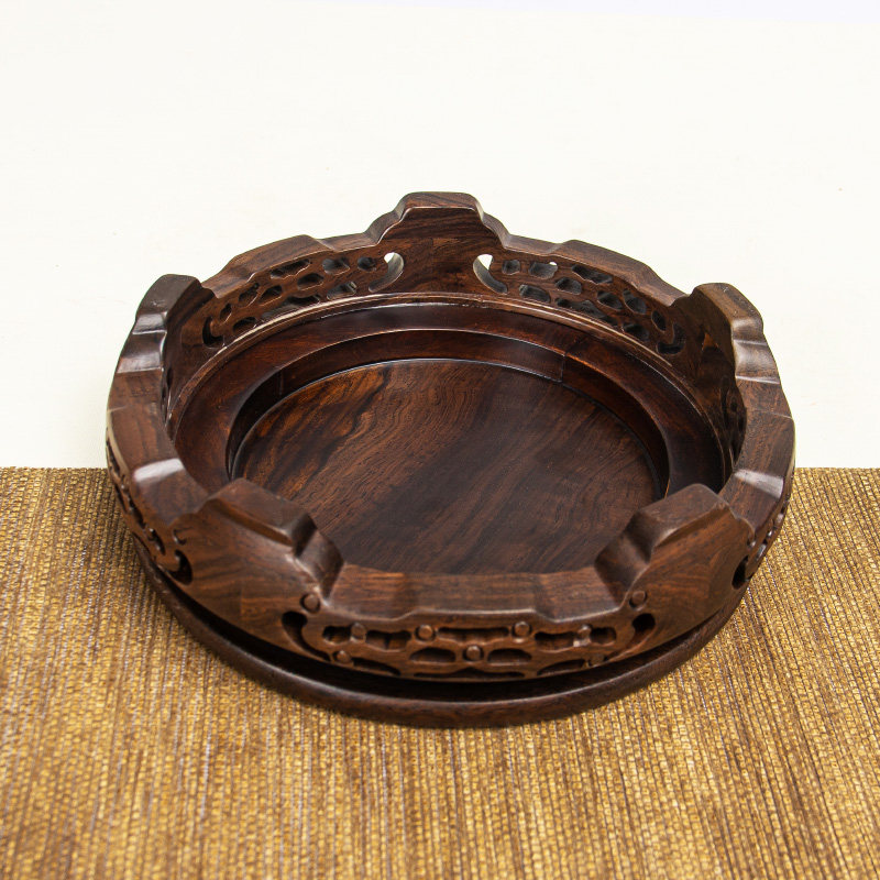 黑檀木实木圆形底座花瓶花盆香炉落地大花瓶酒瓶摆件茶壶木底托架,家居饰品,木雕,淘宝优惠券,粉丝福利购,淘宝优惠卷