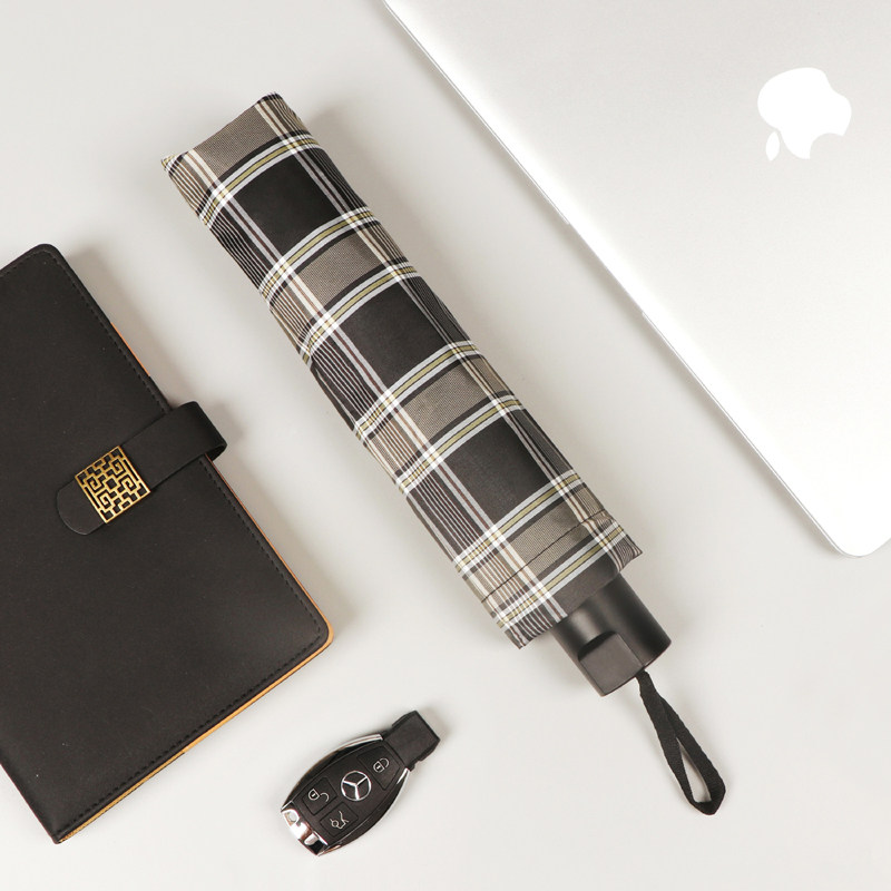 时尚商务格子双人大号雨伞男女加固抗风加大码复古结实手动折叠伞